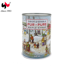 540ml Customized Printing Empty Metal <strong>Tin</strong> <strong>Cans</strong> With Lids for Food Maple Syrup Juice Coffee Beverage - Product Image 1