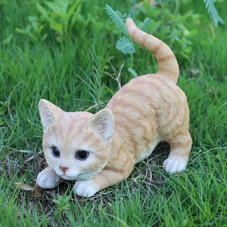 Figuras personalizadas de gato de poliresina, artesanato realista, estatueta de gato