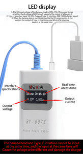 BY-007S Cabo de Detecção de Carregamento Inteligente Suporta Protocolos de Carregamento Rápido Iluminação Tipo C Micro USB Ferramenta de Interface de Três Dispositivos