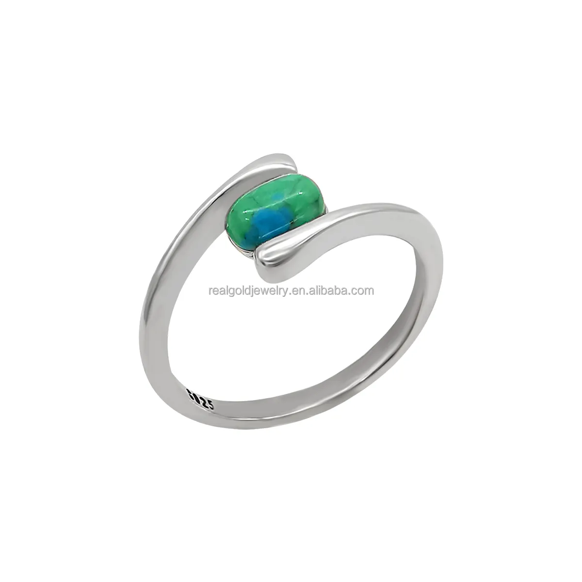 Đồ trang sức mỹ S925 Sterling Ring với tự nhiên tinh tế Turquoise đá quý hợp thời trang phong cách cho engagement quà tặng cho Unisex