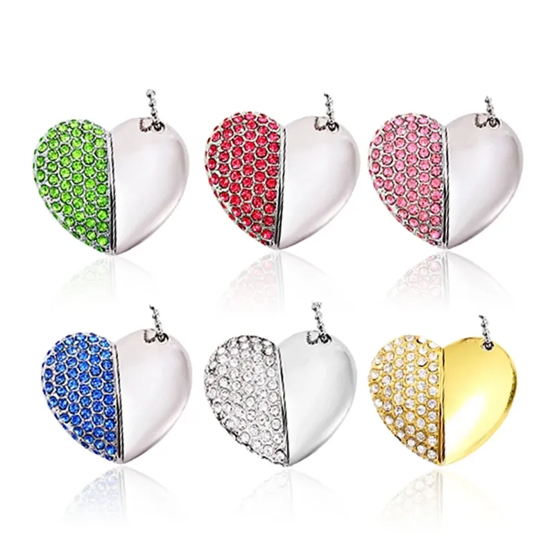 Schmuck Herz USB-Stick 4GB 8GB 16GB 32GB Diamond Pen Drive 2.0 3.0 64GB 1GB USB-Speichers tick mit benutzer definiertem Logo