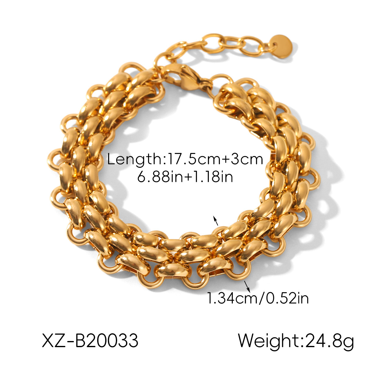 Chunky Triple Row Curb Bracelet