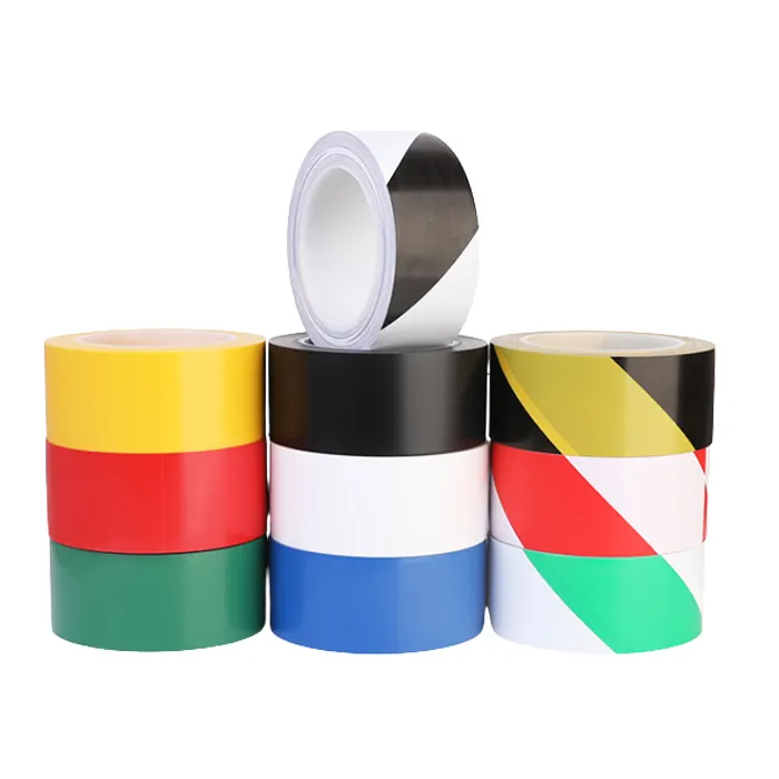 Cinta aislante de PVC de alta resistencia, cinta de advertencia para el suelo, color amarillo y negro