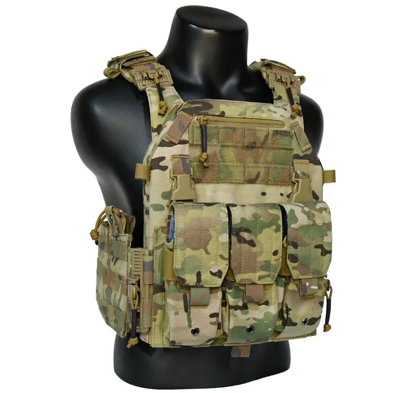 GAF 1000D Nylon Durable Multicam Chaleco Tactico Plate Carrier Security Molle Chaleco táctico con bolsas