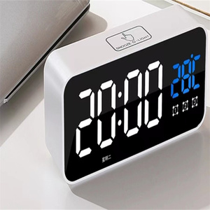 带镜子3闹钟设置的音乐发光二极管数字显示桌音乐闹钟 - Product Image 4