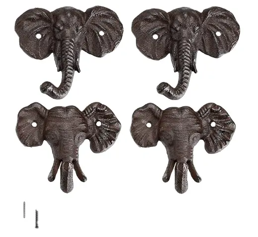 Gancho decorativo de pared con tornillos Colgador de hierro fundido Gancho para colgar en la pared en forma de animal Abrigo decorativo rústico Sombrero Gancho Elefante