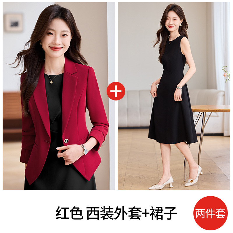 Red suit and black dress