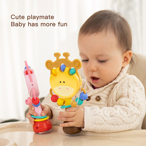 HW bebek erken eğitim bulmaca sevimli arama yemeği masa enayi çıngırak-davul ses ve işık ile yumuşak silikon çıngırak bebek oyuncak - Product Image 4