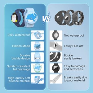 1-gói không thấm nước airtag Vòng đeo tay cho trẻ em-Silicone mềm, Trọng lượng nhẹ <span class=keywords><strong>GPS</strong></span> <span class=keywords><strong>Tracker</strong></span> chủ (Chim Cánh Cụt & cá voi) - Product Image 5