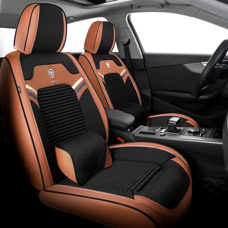 High Quality Universal All-inclusive Seamless Nappa Leather Wooden Bead Car Seat Cover