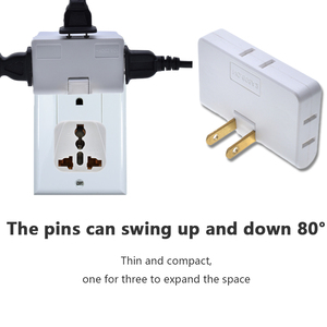 One to Three US Extension <strong>Plug</strong> Adapter Mini Outlet 2 Pins America Conversion <strong>Plug</strong> 180 Degree Rotation <strong>3</strong> in <strong>1</strong> Splitter Converter - Product Image 3