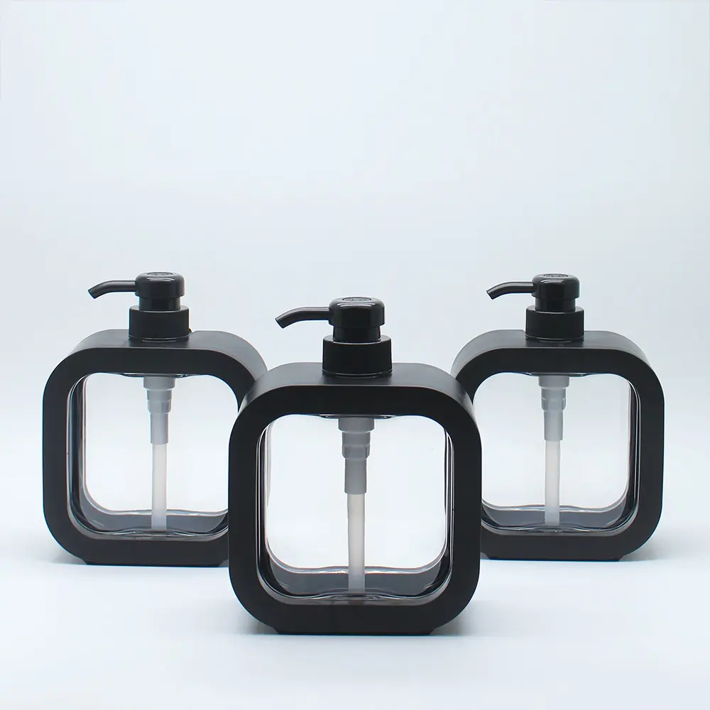ポンプ付きボディローションボトル300ml 500ml正方形化粧品容器手洗い用液体石鹸フォームボトル