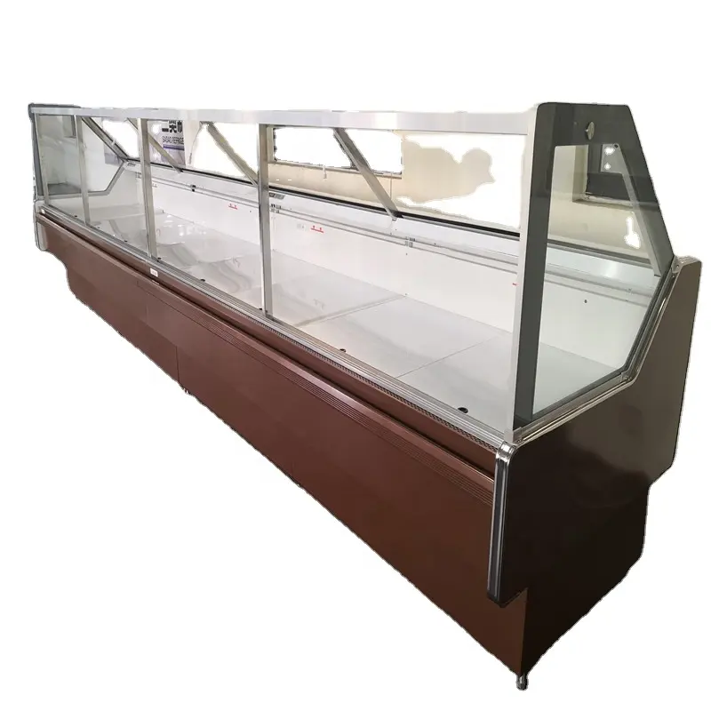 Supermarket Meat Display Chiller straight glass deli cooler showcase refrigeration equipment