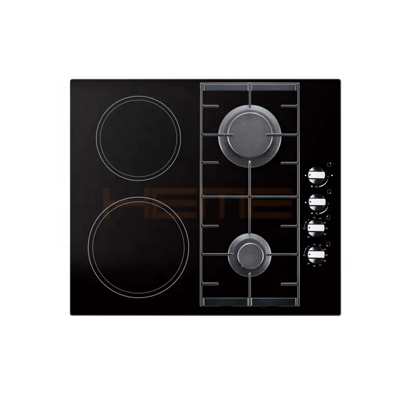 Placas de cocina combinadas de cerámica eléctrica nuevos productos para interiores Forno hogar cocina superficie de cocina Control lateral incorporado 2 Gas 2 negro