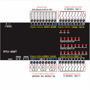 Modbus RTU RS485 Módulo 6 relés 16 entradas de interruptor 8 entradas analógicas