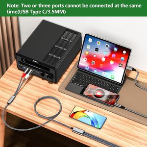2-en-1 PVC dorado 3,5mm Audio hembra a 2 RCA Audio macho adaptador USB C RCA Cable para teléfono altavoz Monitor REPRODUCTOR DE DVD aplicaciones - Product Image 4