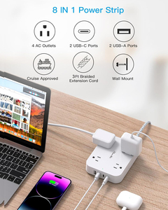 New <strong>Design</strong> US <strong>Multiple</strong> Outlets Braided <strong>Extension</strong> Cord 4-Outlet Power Strip With USB Electric <strong>Extension</strong> <strong>Sockets</strong> for Home Use - Product Image 3
