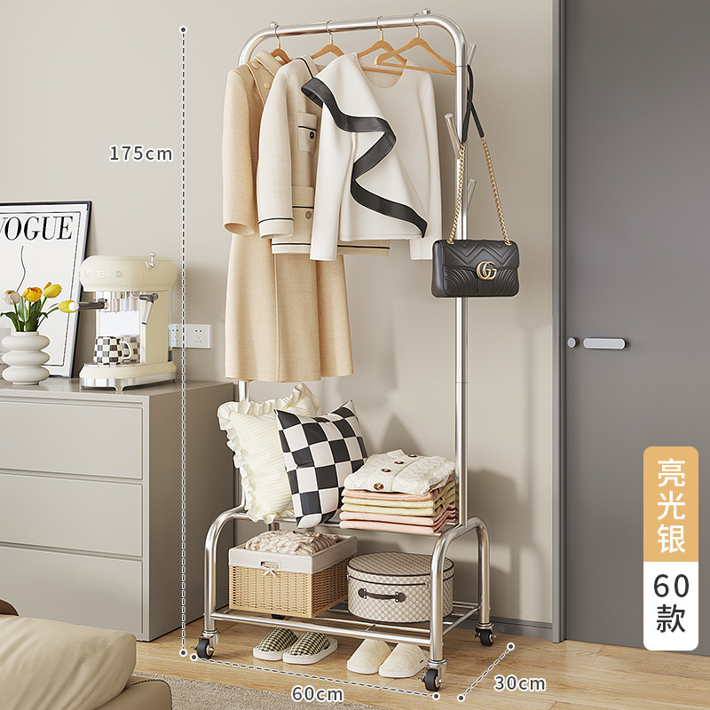 60-inch glossy silver clothes rack