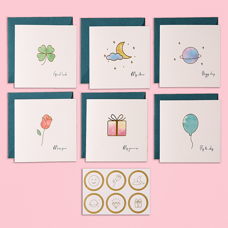 Autocollant de sceau d'enveloppe de carte de vœux aquarelle simple