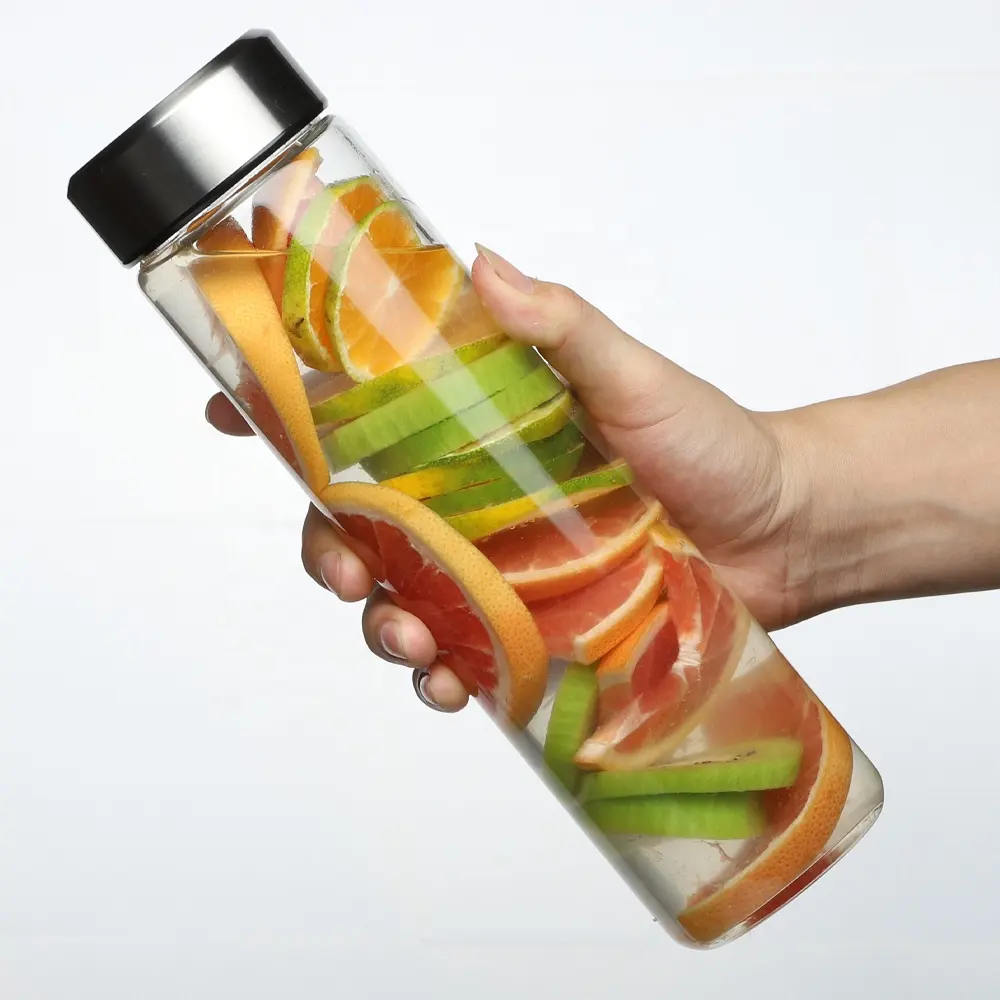 Garrafa de água borosilicate, garrafa de água esportiva de 1l 1,5l e 2l, com grande volume, para chá, frutas e vidro infundido