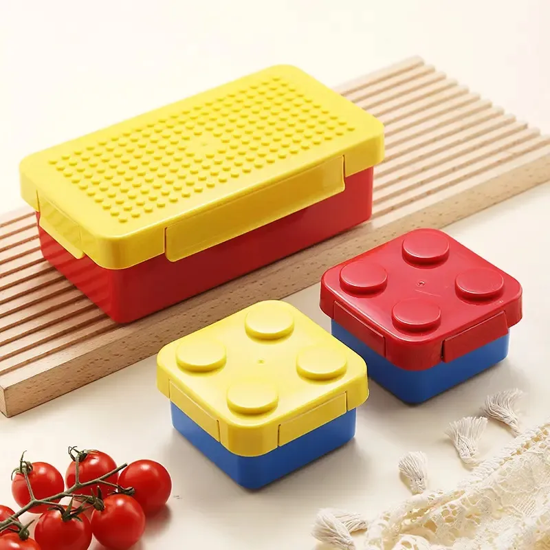 Hot creative fai da te Building blocks 650ml bambini frutta contenitori per alimenti a prova di perdite microonde scuola bambini plastica bento lunch box
