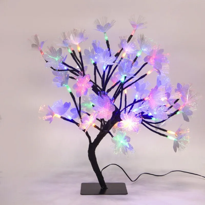 Púrpura LED fibra óptica flor árbol Mesa Día de la madre regalo fiesta vacaciones Navidad dormitorio Hotel Decoración Luz