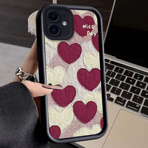 新款油画，带爱心手机套，适用于iPhone 16 15 Pro Max 14 13 12 11糖果色磨砂手机后盖外壳 - Product Image 3