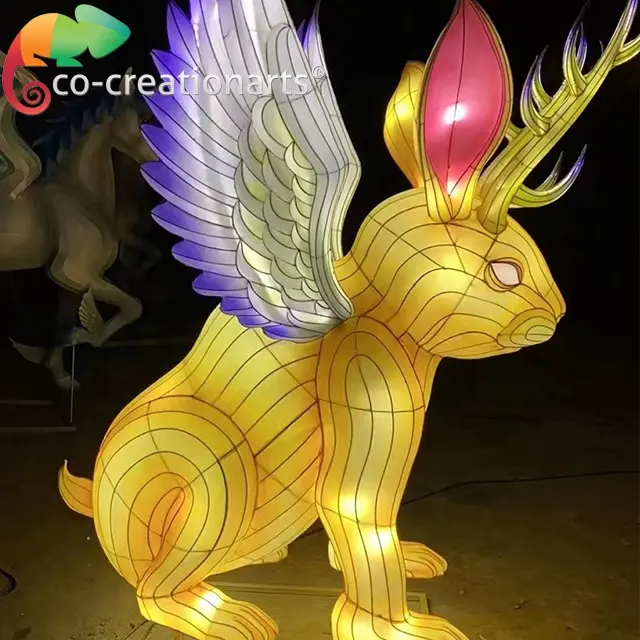 Natal tema animal lanterna festival decoração cartoon coelho lanterna