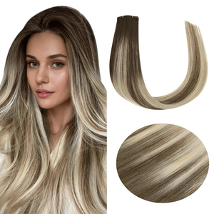 Genius Weftプリループレミーヘアエクステンション用バタフライ染めブラジル髪ライトカラー