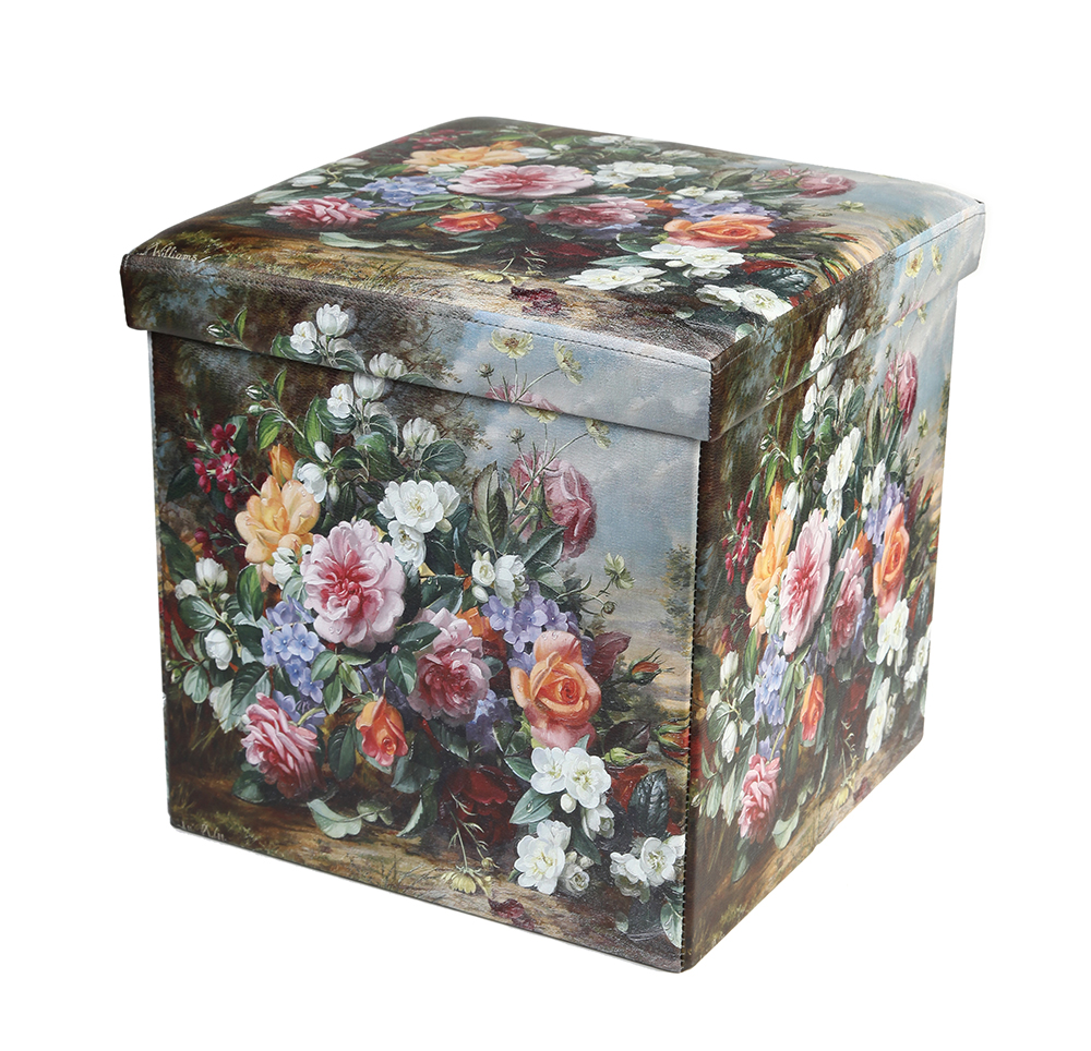 retro floral designs foldable stool high quality ottoman leather storage ottoman and new pouf chair living room