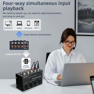 COKYIS CX400 <span class=keywords><strong>4</strong></span> Canais Stereo Mini Mixer Hub <span class=keywords><strong>Audio</strong></span> Sound Card DJ Mixing Console Studio <span class=keywords><strong>Audio</strong></span> <span class=keywords><strong>interface</strong></span> mixer