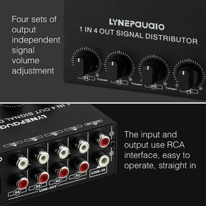 LYNEPAUAIO 1-in-4-out Amplificador de audio estéreo Amp Distribuidor de señal Entrada de 1 canal Salida de 4 canales Interfaz RCA Independiente - Product Image 4