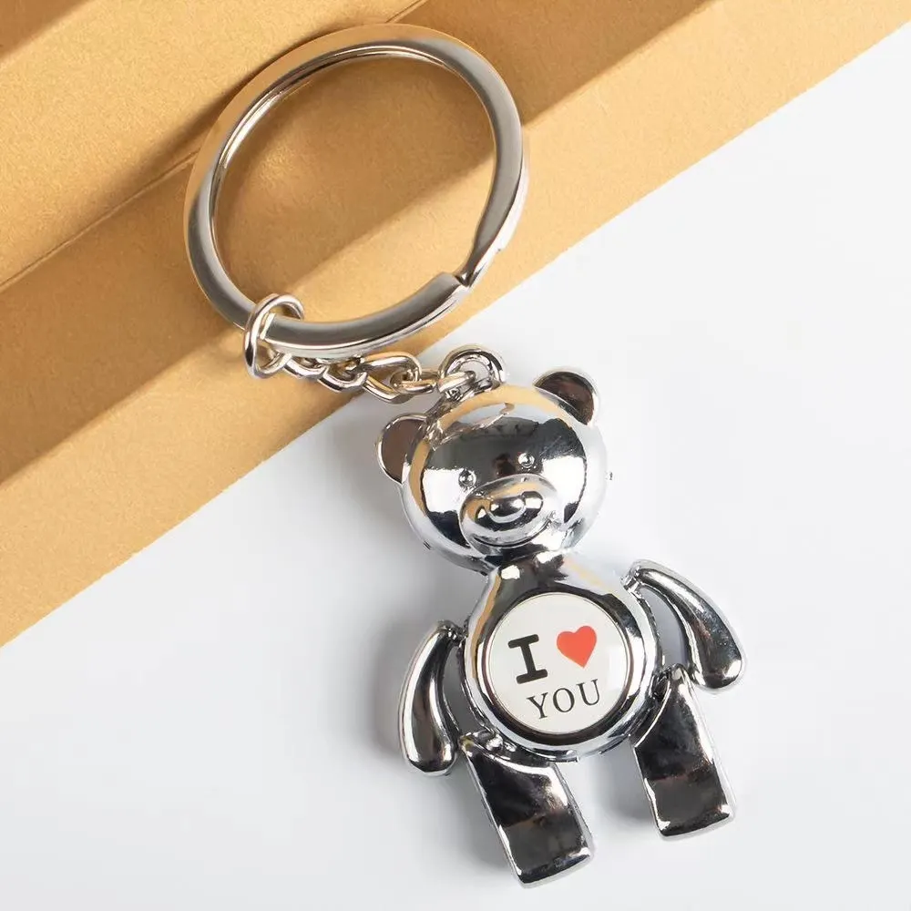 Personalizado 3D Mini pequeño oso en forma de llaveros de metal de aleación de Zinc Londres Metal oso de peluche llavero