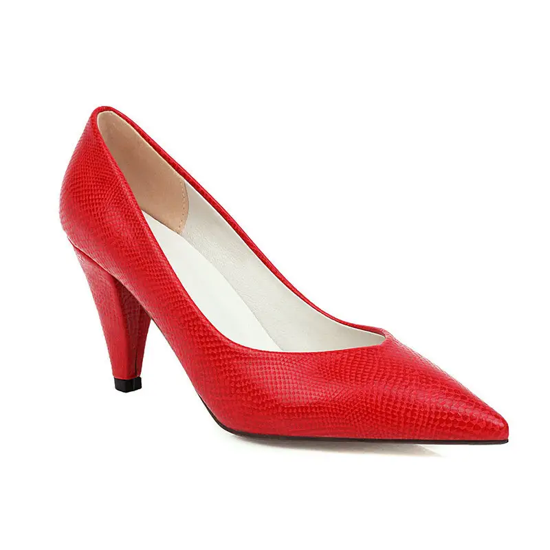 Zapatos de negocios de 3 pulgadas para mujer, calzado con estampado de serpiente, grueso, color plateado, venta al por mayor
