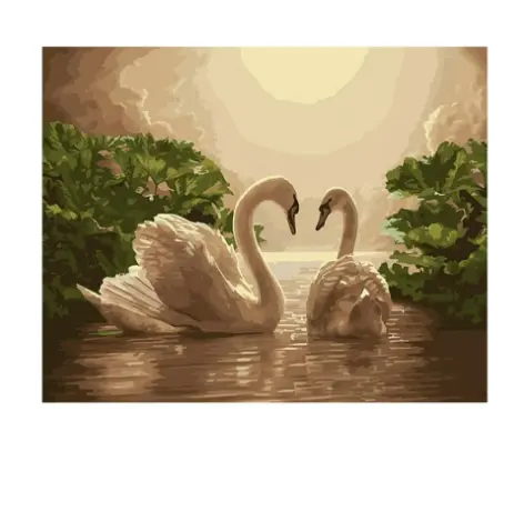 Dois cisnes pintura por números pintura a óleo abstrata placa de tela artesanal para pintura