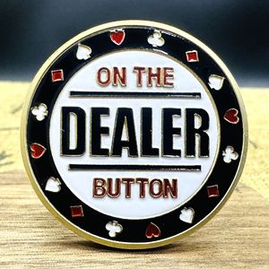 On the <strong>Dealer</strong> Button Gold Plated Poker Colored Lacquer Commemorative <strong>Coin</strong> Medal - Product Image 3