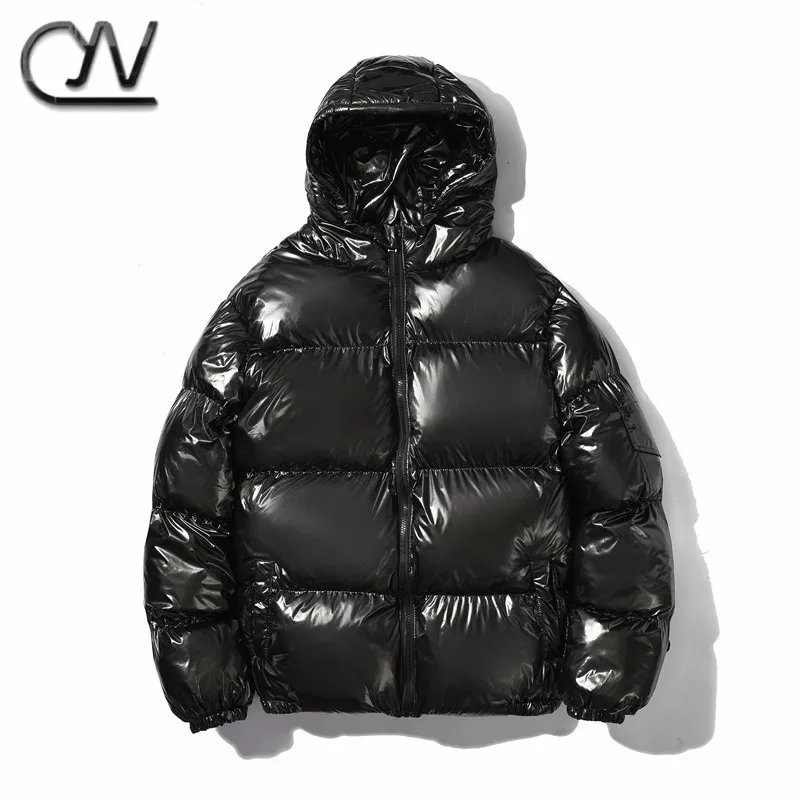 Cappotto invernale con Logo personalizzato in cotone lucido lucido riflettente ampia con cappuccio e spessa Chaqueta Hombres giacca da uomo