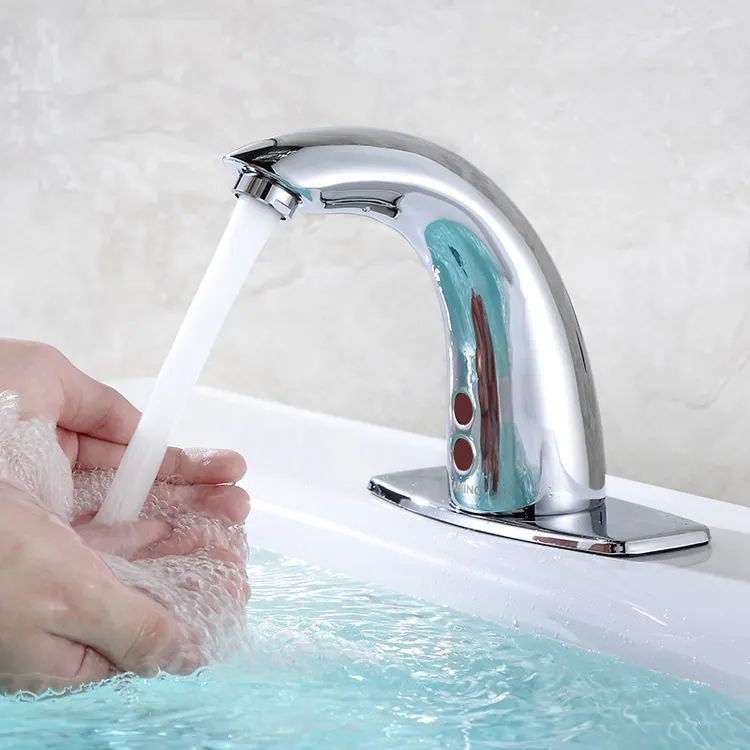 Preiswerter automatisch-fühlbarer wasserhahn Handwaschanlage Messing-Wasserhahn kontaktloser Sensor-Wasserhahn für Hotel Krankenhaus Schule