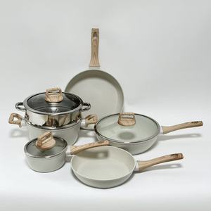 Không dính gốm 9-Piece thép không gỉ <span class=keywords><strong>Cookware</strong></span> Set với xử lý chịu nhiệt - Product Image 1