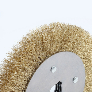 150*22mm Huirong Wholesale <strong>Brass</strong> Coated Steel <strong>Wire</strong> <strong>Wheel</strong> <strong>Brush</strong> Surface <strong>Polishing</strong> <strong>Wire</strong> <strong>Wheel</strong> <strong>Brush</strong>