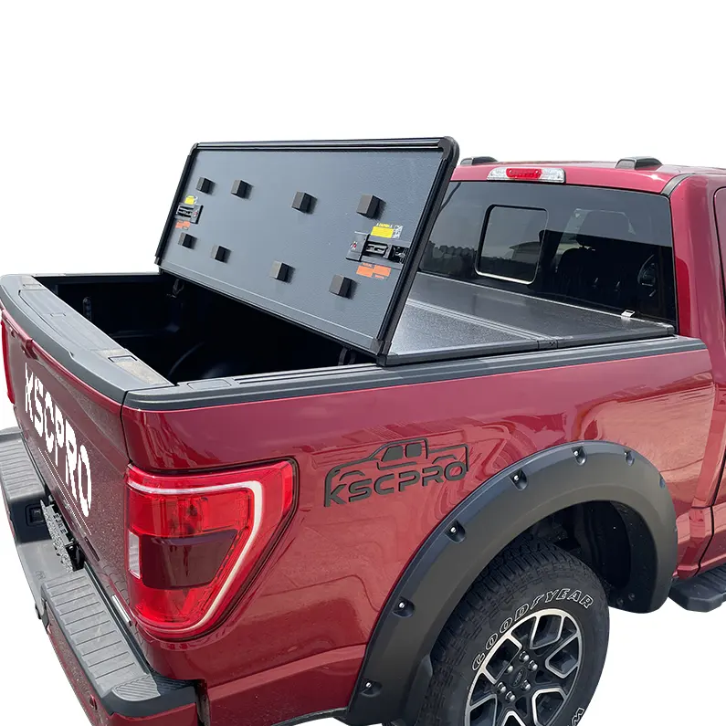 KSCPRO Fabricación de cama dura de tres pliegues para camión Tonneau Pickup Cover para 2014-2021 Toyota Tundra 6,5 'Bed