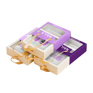 Logo personalizzato estrae il cassetto di imballaggio in carta scatola rettangolare con finestra aperta per scatola di imballaggio per unghie