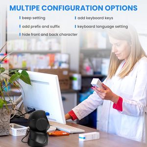 Wholesale Eyoyo Hands-Free QR 2D Wired Bar <strong>Code</strong> Desktop Barcode Reader Scanner for POS PC Supermarket Library Retail Bookstore - Product Image 2