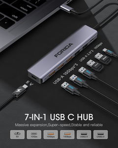 10Gbps USB-C a USB-A 3.2, USB-A 2.0, USB-C 3.2 e tipo-C 5V Hub per finestre, MacOS uso ufficio - Product Image 6