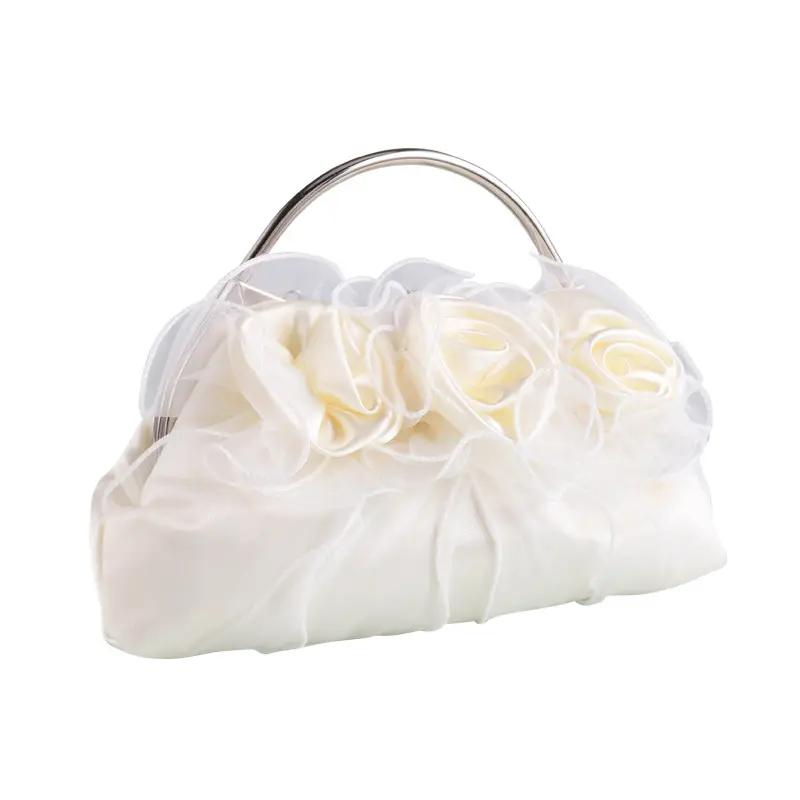 China Custom Manufacturer Fashion Rose Pattern clutch flower evening bag With Handle for Ladies