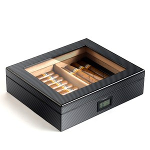 VANACE New Zealand XXL Adjustable <strong>Humidity</strong> Case Humidifier Rectangle Box Glass Wooden Cigar Humidor - Product Image 3
