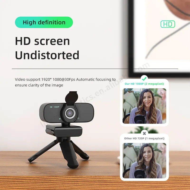 HD 1080P Webcam hızlı odak ile Tripod standı gizlilik kapak geniş açı yap-Stereo Mic yüksek çözünürlüklü bozulma Web kamera