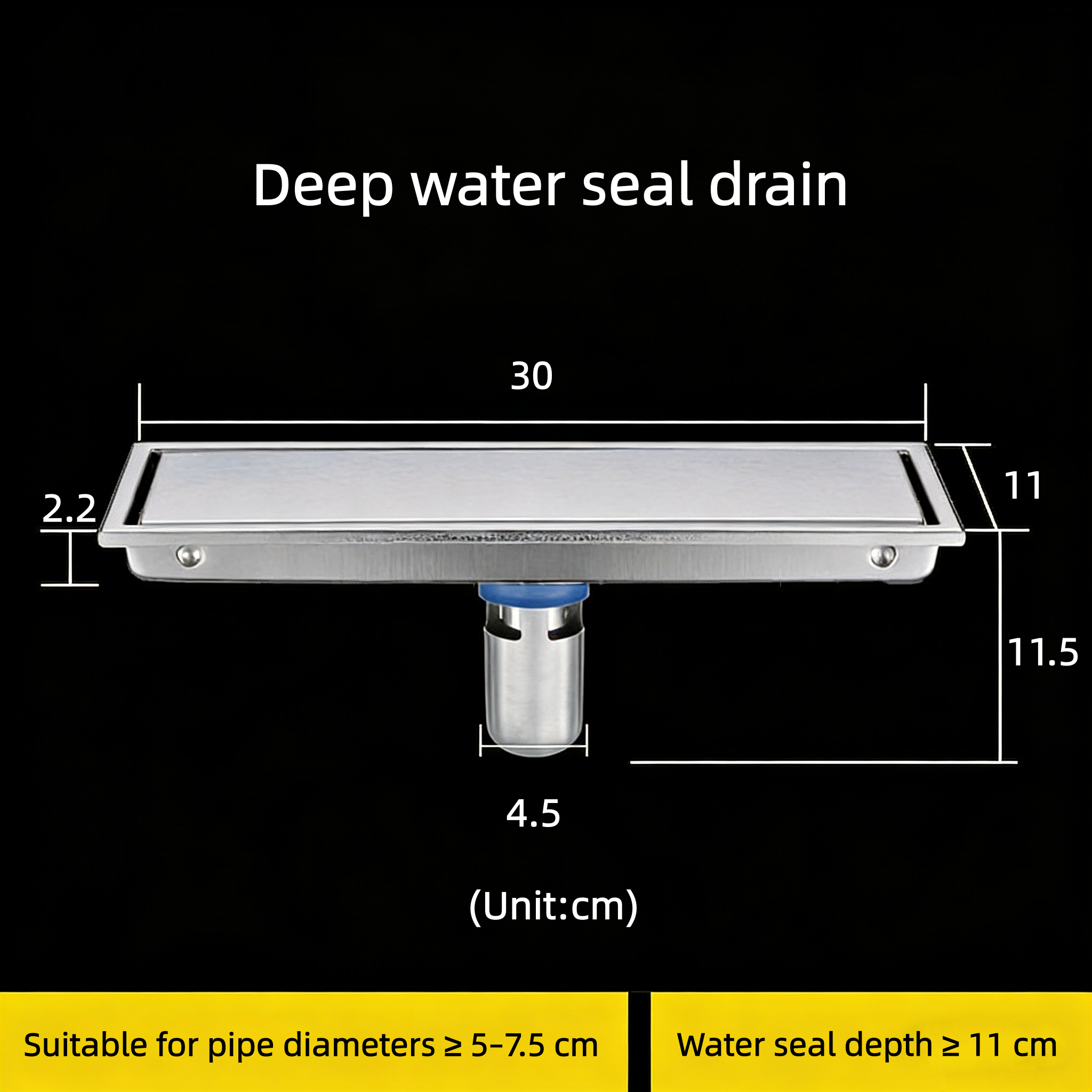 Deep water seal drain