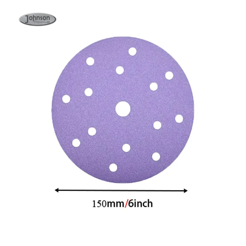 Robustes poröses Hookit 150mm Purple Mix nass/trocken Aluminium oxid Klett schleif scheibe für Autolack