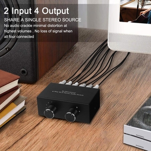 <strong>4</strong>-Way Stereo L/R Sound Channel Bi-Directional Audio Switcher 2 in <strong>4</strong> Out/<strong>4</strong> in 2 Out <strong>Splitter</strong> RCA Stereo <strong>Switch</strong> Selector for DVD